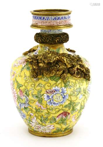 A Chinese enamelled bronze vase