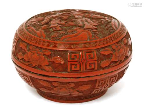 A Chinese cinnabar lacquered box and cover