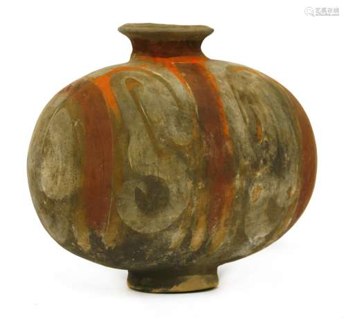 A Chinese earthenware cocoon jar