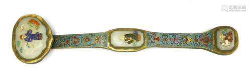 A Chinese cloisonné ruyi sceptre