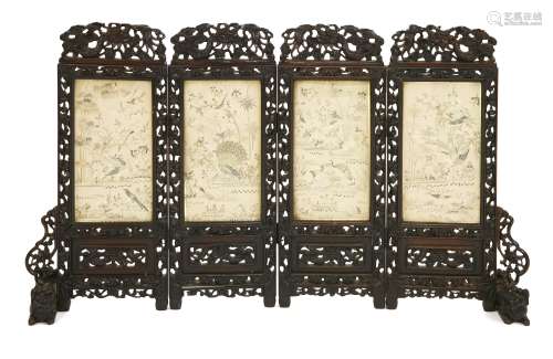 A Chinese four-fold table screen