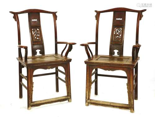 A pair of Chinese hardwood chairs