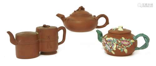 Three Chinese Yixing teapots