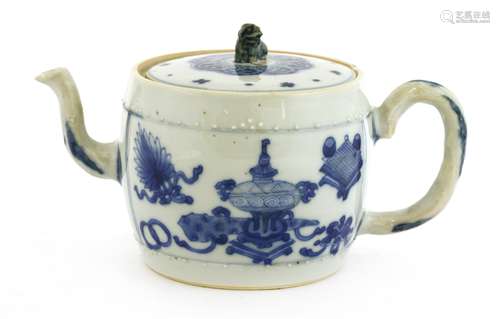 A Chinese blue and white teapot