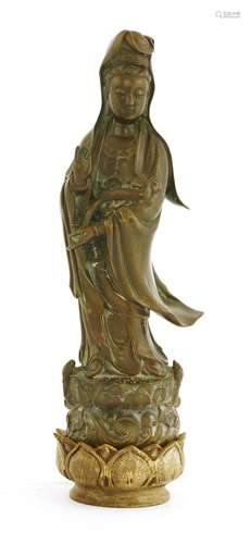 A Chinese bronze Guanyin