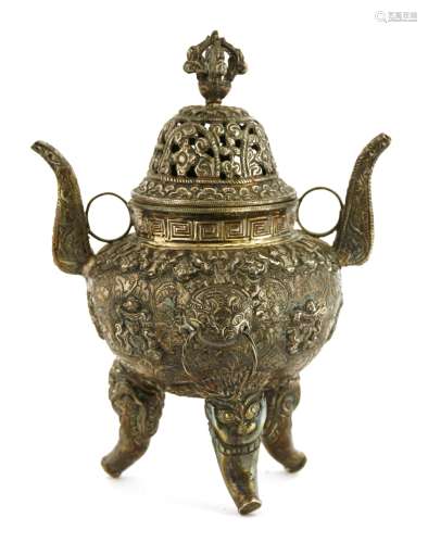 A Chinese silver censer