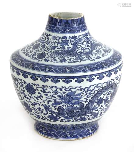 A Chinese blue and white vase