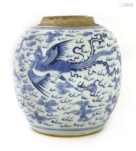 A Chinese blue and white ginger jar