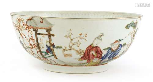 A Chinese famille rose punch bowl