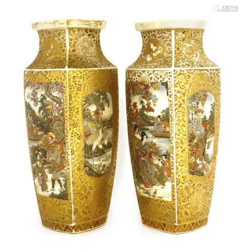 A pair of Japanese Satsuma vases