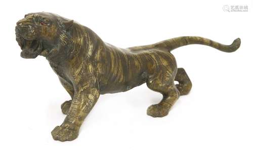 An Asian bronze model of a tiger