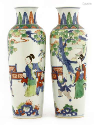 A pair of Chinese wucai vases