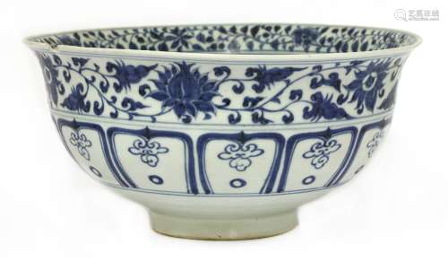 A large Chinese blue and white bowl