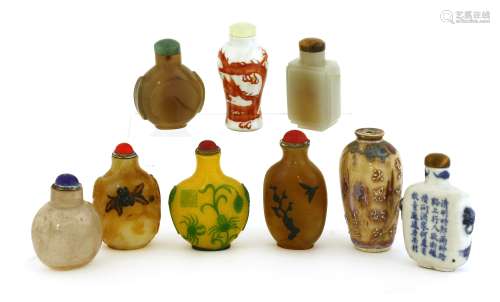 A collection of nine Chinese snuff bottles