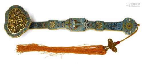 A Chinese cloisonné ruyi sceptre
