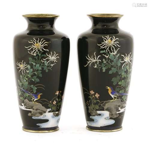  A pair of Japanese cloisonné vases