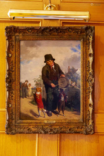 THE STROLLING PLAYER油画，巡回乐手，WILLIAM FREDERICK WITHERINGTON (1785-1865)，附签名。