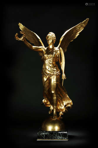 VICTORY STATUE 十九世纪 铜镀金胜利女神雕塑