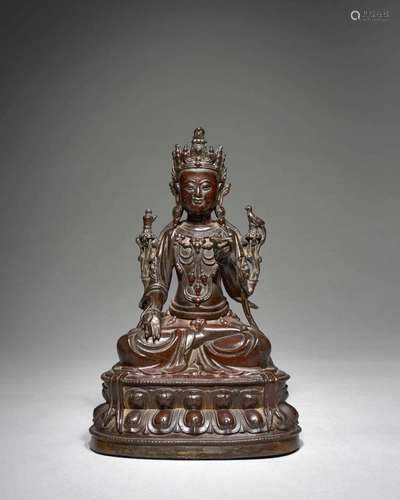 STATUETTE DE BODHISATTVA EN BRONZE, Chine, dynastie Ming, XVe - XVIe siècle