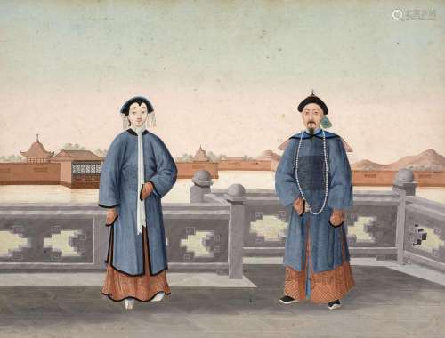 DEUX PEINTURES À L'ENCRE ET COULEURS AQUARELLÉES SUR PAPIER, Chine, École chinoise, XIXe siècle