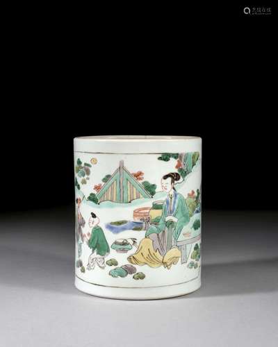 POT À PINCEAUX BITONG EN PORCELAINE FAMILLE VERTE, Chine, dynastie Qing, époque Kangxi (1662-1722)