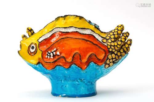 A ceramic figure of two fish, attr. Maggi Giles