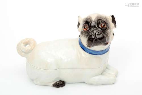 A Meissen porcelain pug dog lidded box