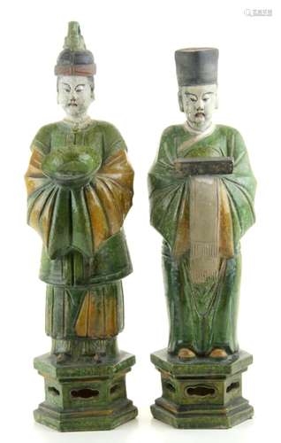 Two wucai glazed standing figures