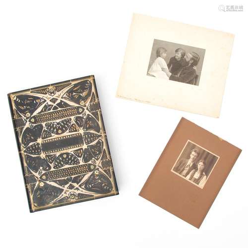 Chris Lebeau, batik parchment book cover with 2 Lebeau family photos