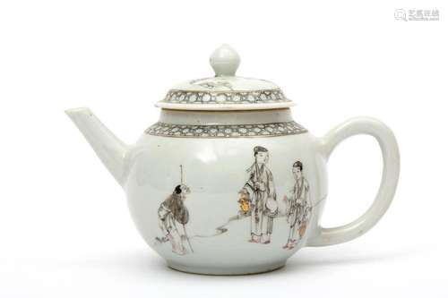 An encre de Chine teapot with Chinese figures