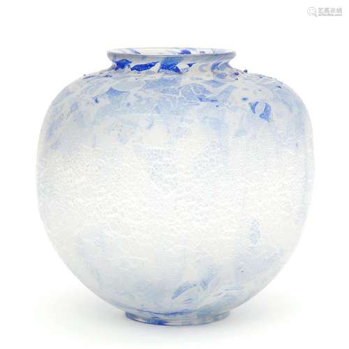 A.D. Copier, a large blue Leerdam glass vase