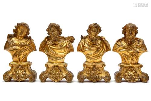 A set of four Italian giltwood busts of the Four Evangelists