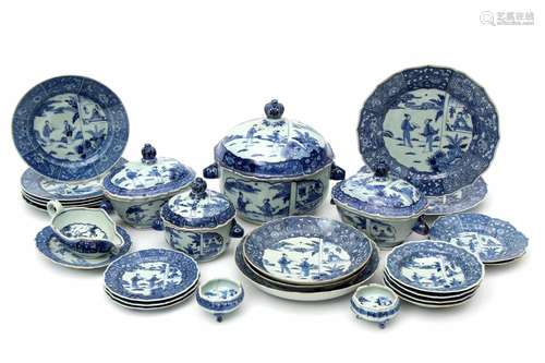 A part blue & white dinner service