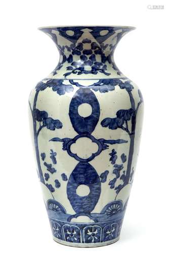 A large Japanese blue & white vase