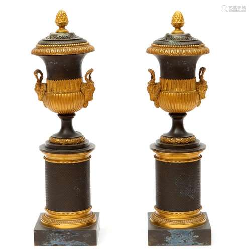 A pair of Empire ormolu cassolettes