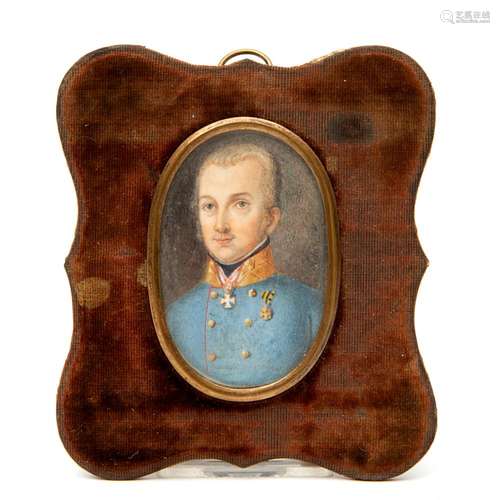 A portrait miniature of a man in uniform