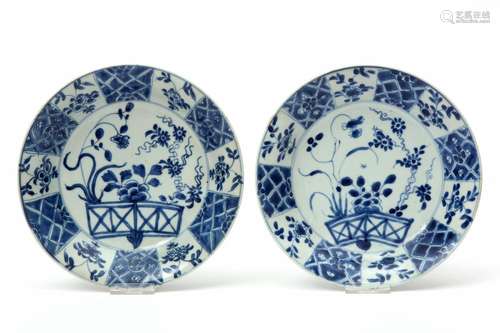 Two blue & white plates