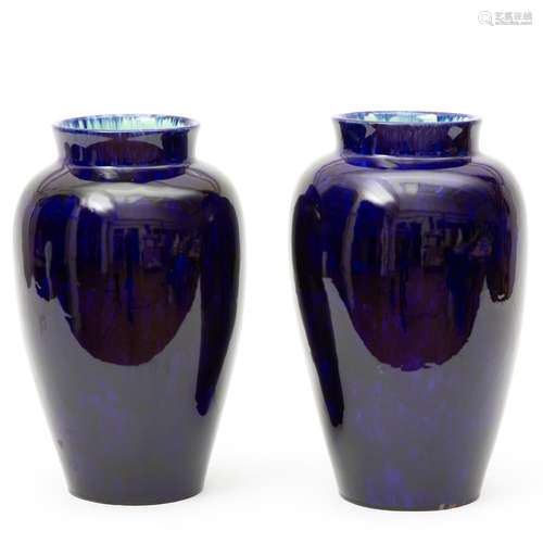 Two large Rozenburg blue glaze pottery vases