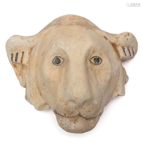 An Egyptian plaster head of a lioness