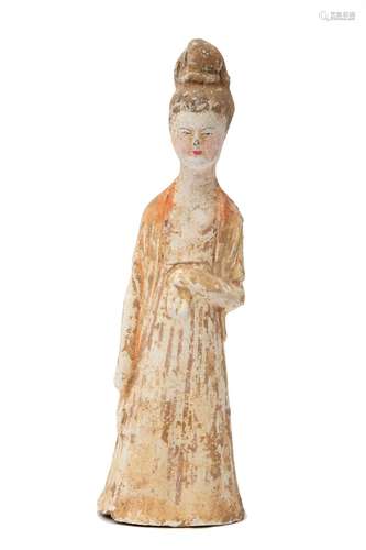 Tang dynasty terracotta figure of a standing lady