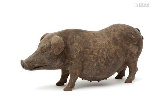 Han dynasty terracotta figure of a sow (pig)