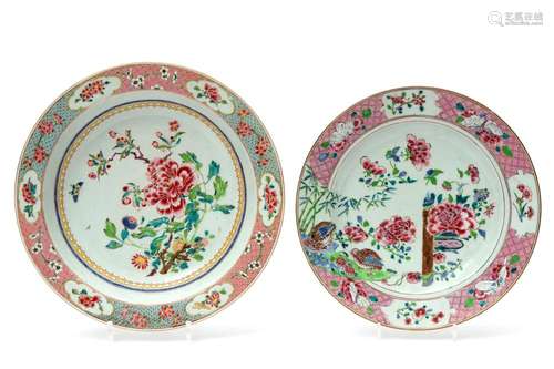 Two large fencai charger plates