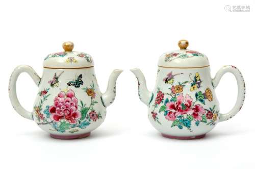 A pair of fencai teapots
