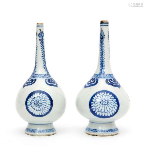 Pair of blue & white rose water spinklers