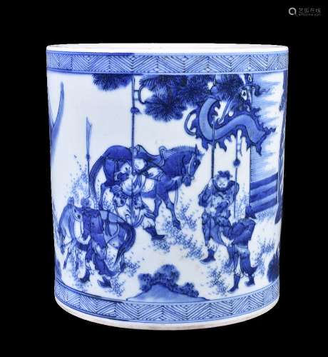 A Chinese blue and white brush vase