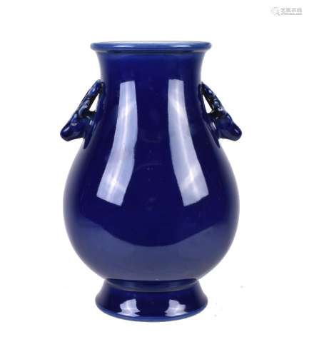 A Chinese blue-glazed hu-form vase