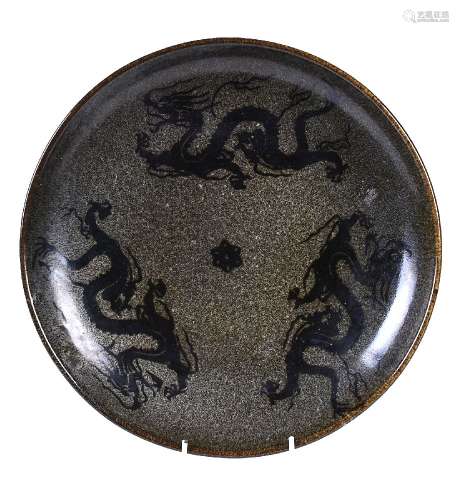 A Chinese Song style 'Dragon' pottery dish