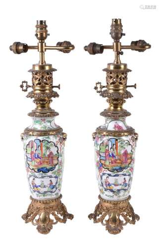 A pair of Chinese ormolu mounted vases