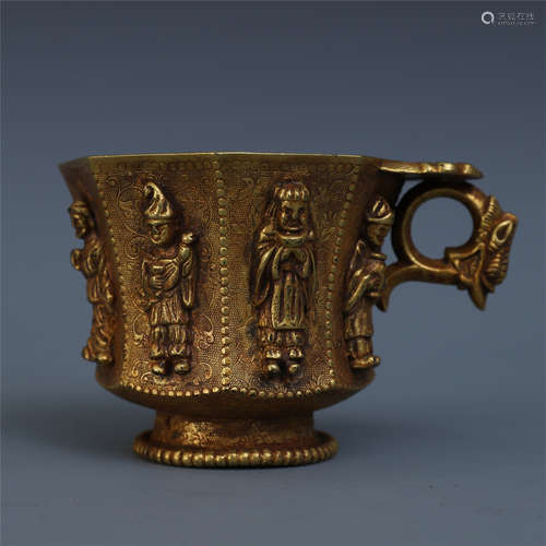 CHINESE GILT BRONZE BUDDHA CUP