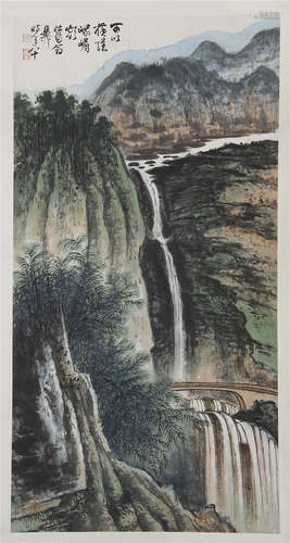 CHINESE SCROLL PAINTING OF MOUNTAIN VIEWS